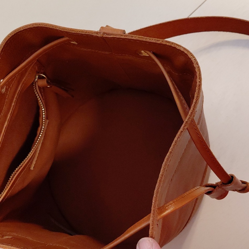 Genuine Leather Bucket Bag Purse - Picture 5 of 7